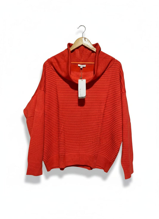 W LANE |M| BUST 24| BRICK RED TEXTURED COWL NECK SWEATER
