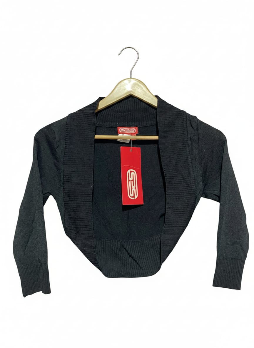 SES |S| BUST 13| BLACK RIBBED SHRUG BOLERO