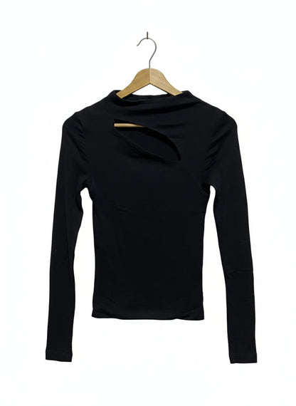 KOOKAI |S| BUST 13| BLACK CUT-OUT MOCK NECK TOP