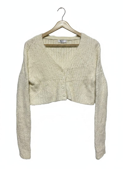 DISSH |M| BUST 19| CREAM FUZZY CROPPED CARDIGAN