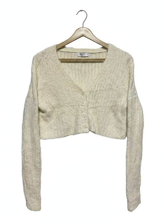 DISSH |M| BUST 19| CREAM FUZZY CROPPED CARDIGAN