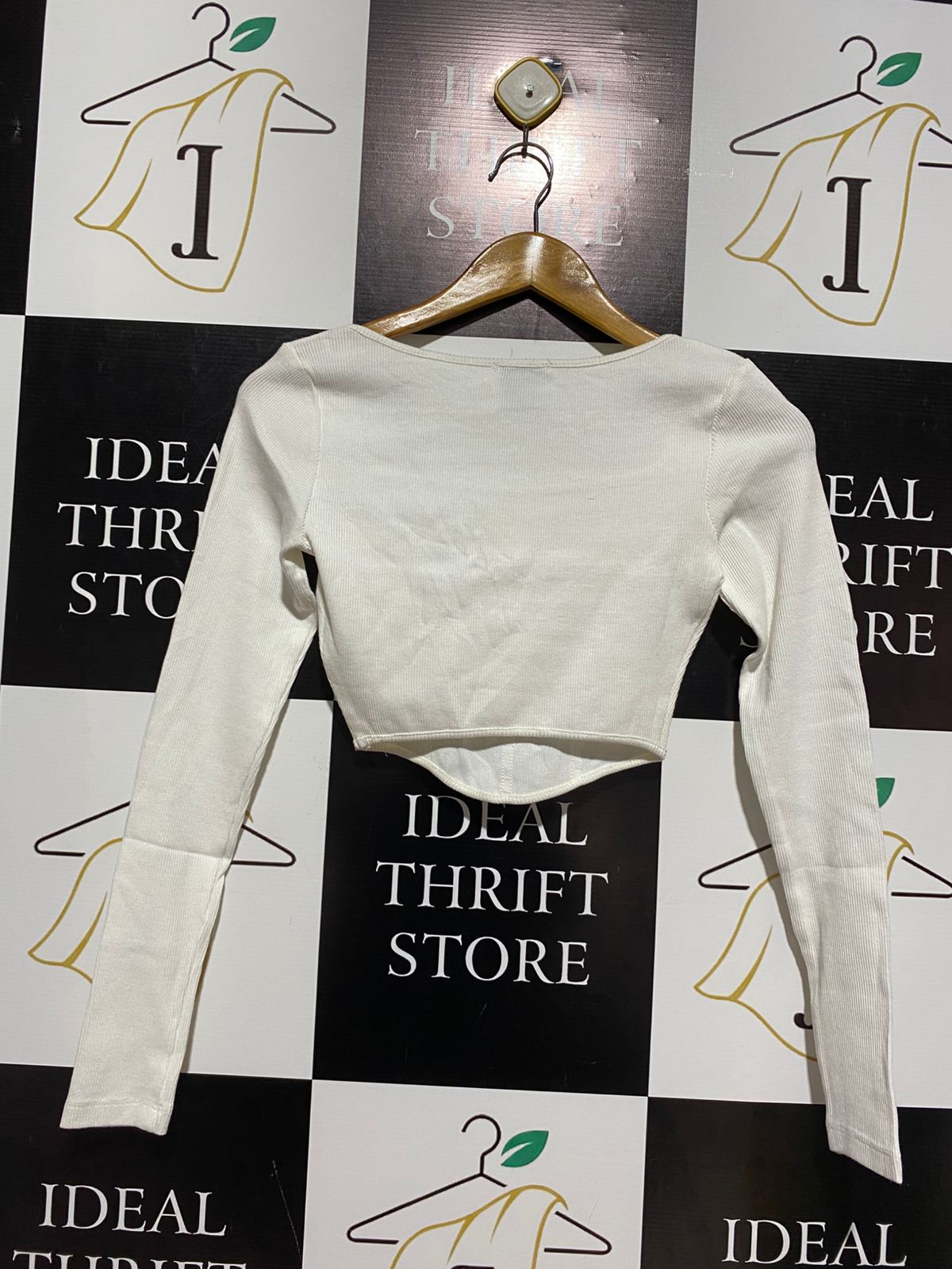 PRINCESS POLLY |S| BUST 13| WHITE LONG SLEEVE CORSET STYLE TOP