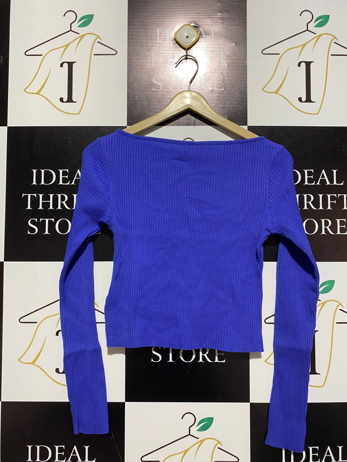 H&M |S| BUST 14| ROYAL BLUE RIBBED SCOOP NECK TOP