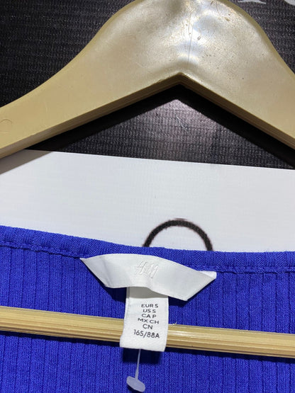 H&M |S| BUST 14| ROYAL BLUE RIBBED SCOOP NECK TOP
