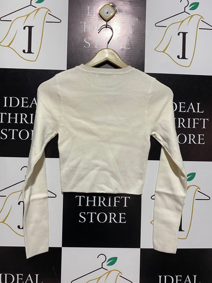 ZARA |S| BUST 12| CREAM ZARA KNIT CROP TOP