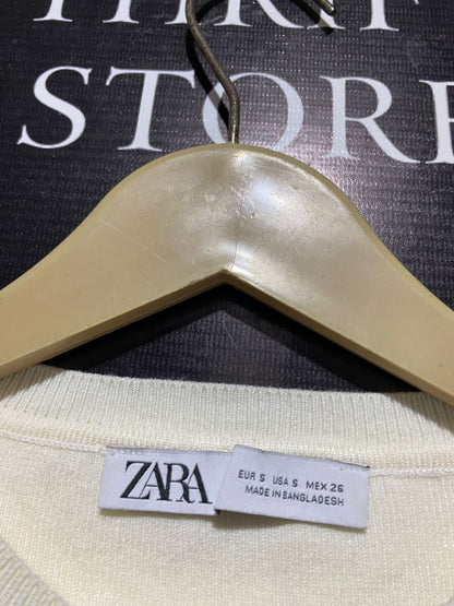 ZARA |S| BUST 12| CREAM ZARA KNIT CROP TOP