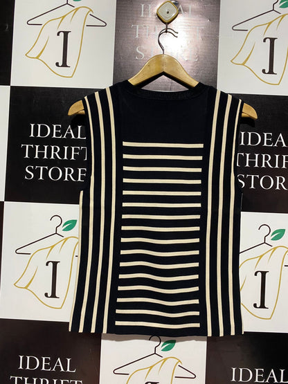 COUNTRY ROAD |S| BUST 15| BLACK & CREAM STRIPED KNIT VEST