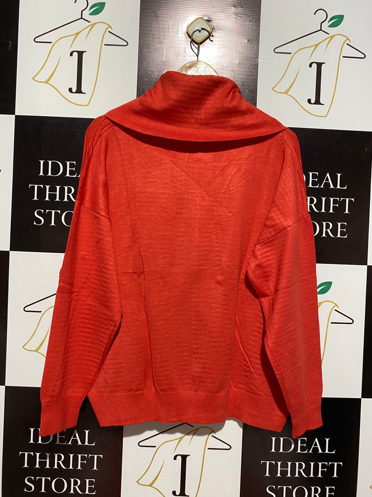 W LANE |M| BUST 24| BRICK RED TEXTURED COWL NECK SWEATER