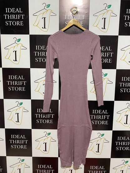 COTTON ON |S| BUST 12| MAUVE RIBBED BUTTON-FRONT MAXI DRESS