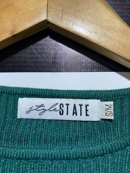 STYLE STATEC|S/M| BUST 12| EMERALD ISLA SIDE-TIE RIBBED MIDI DRESS