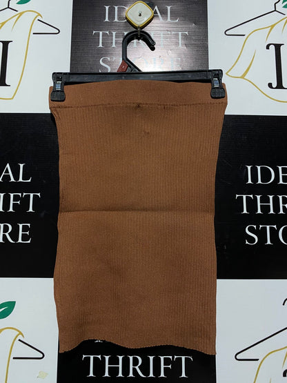 FIRST MUSE |S| WAIST 24| C6| BROWN RIBBED KNIT MINI SKIRT