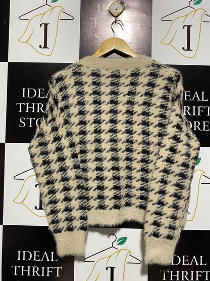SUSSAN |XS| BUST 21| VINTAGE HOUNDSTOOTH FUZZY CARDIGAN