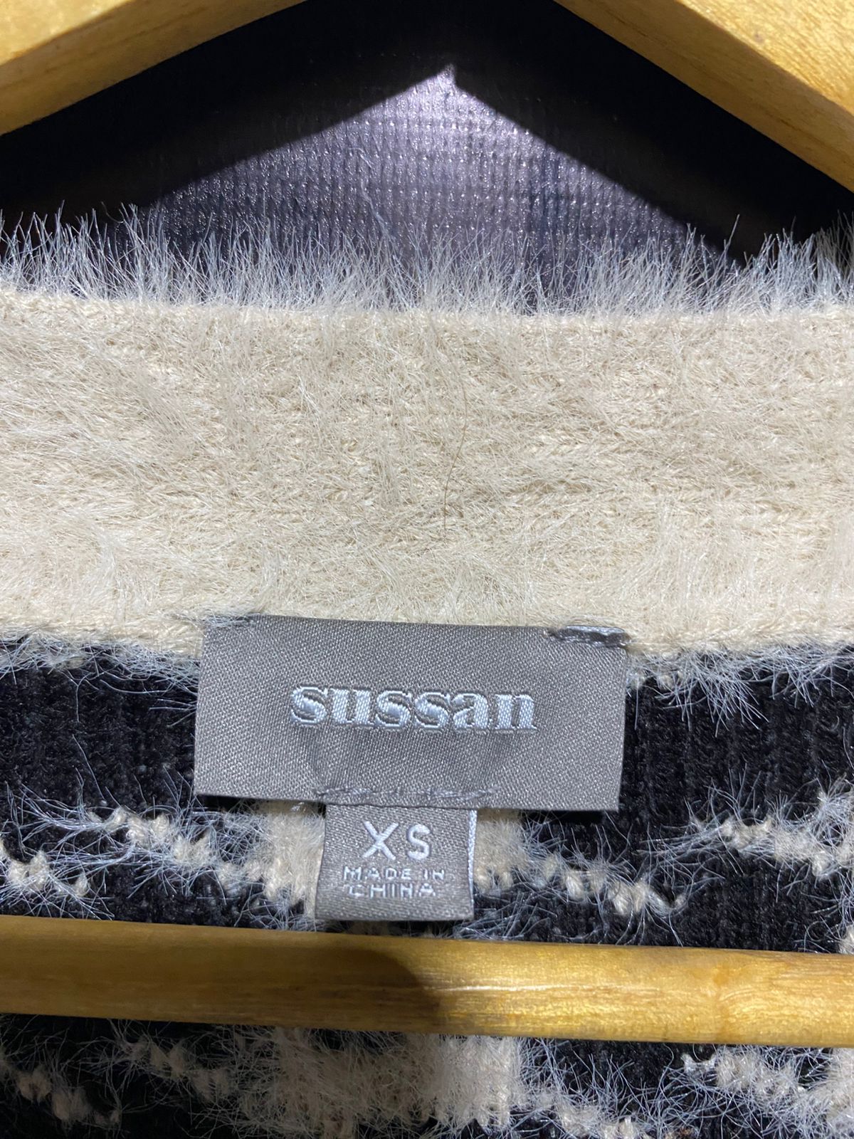 SUSSAN |XS| BUST 21| VINTAGE HOUNDSTOOTH FUZZY CARDIGAN