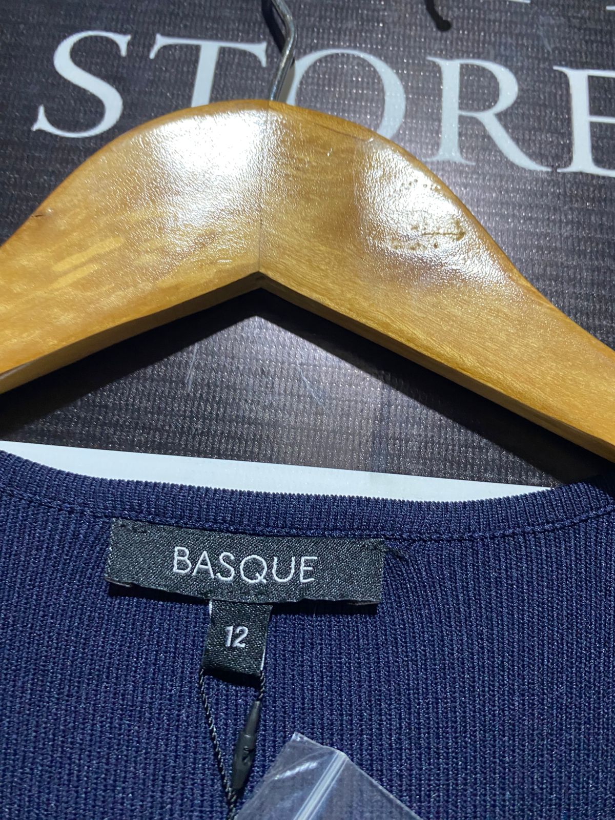BASQUE |M| BUST 15| CLASSIC NAVY BLUE V-NECK WRAP DRESS WITH SIDE TIE