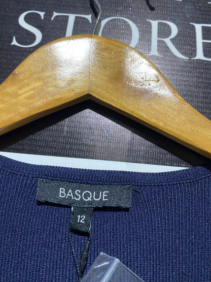 BASQUE |M| BUST 15| CLASSIC NAVY BLUE V-NECK WRAP DRESS WITH SIDE TIE