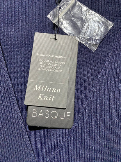 BASQUE |M| BUST 15| CLASSIC NAVY BLUE V-NECK WRAP DRESS WITH SIDE TIE