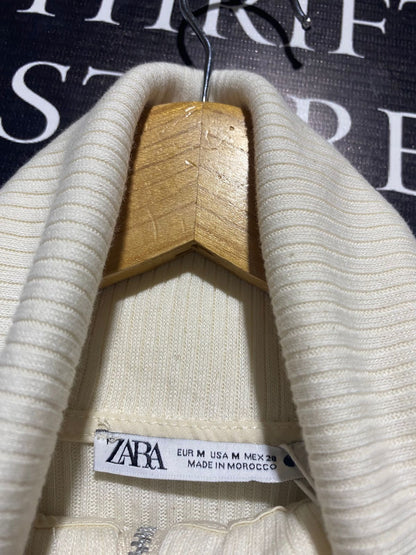 ZARA |M| BUST 17| CREAM ZIP-UP TURTLENECK MINI DRESS