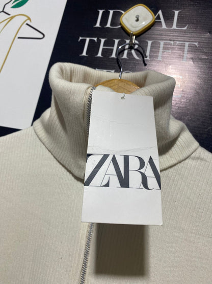 ZARA |M| BUST 17| CREAM ZIP-UP TURTLENECK MINI DRESS