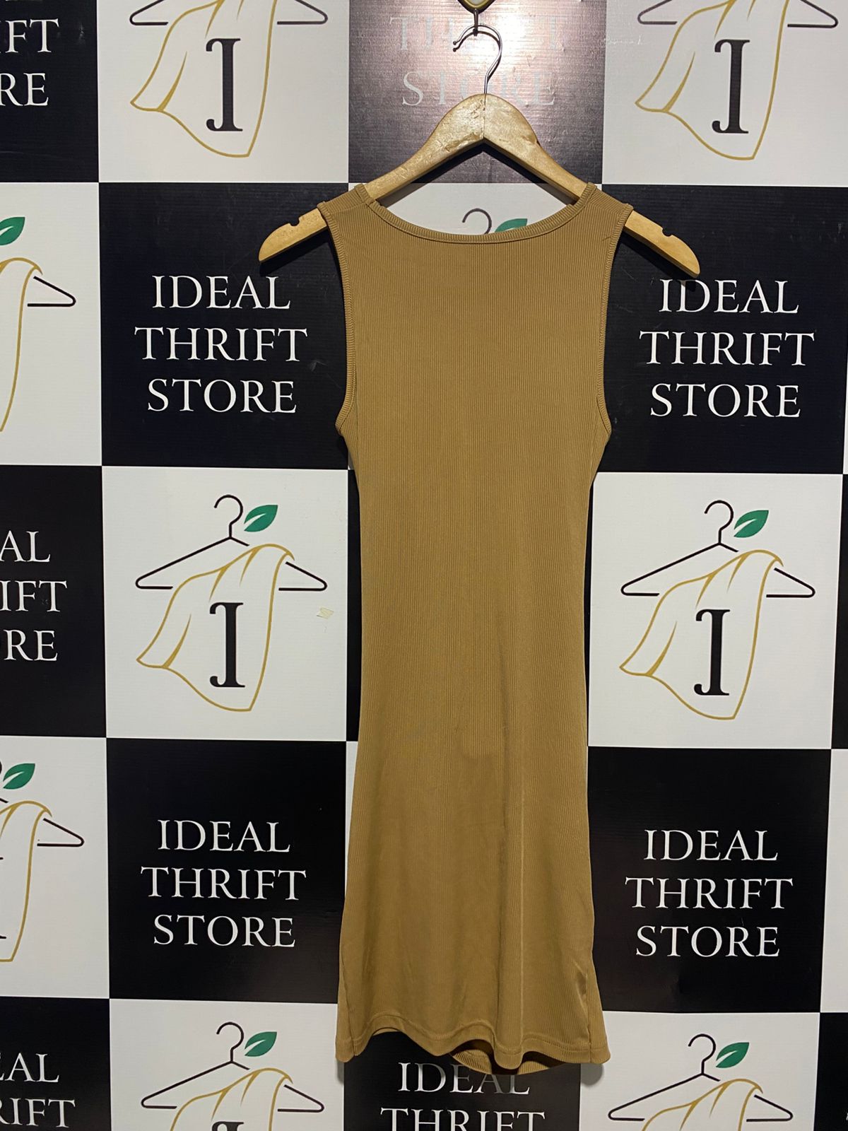 SHEIN |S| BUST 14| EARTH-TONE BACKLESS MINI DRESS WITH KNOT DETAIL