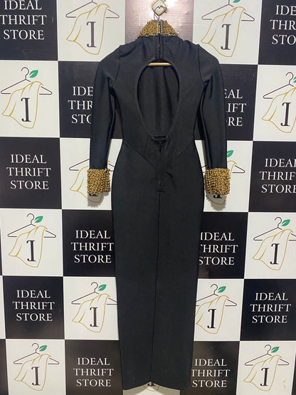 NOVALUXE |S| BUST 14| Long Black Bodycon or Bandage Midi Dress
