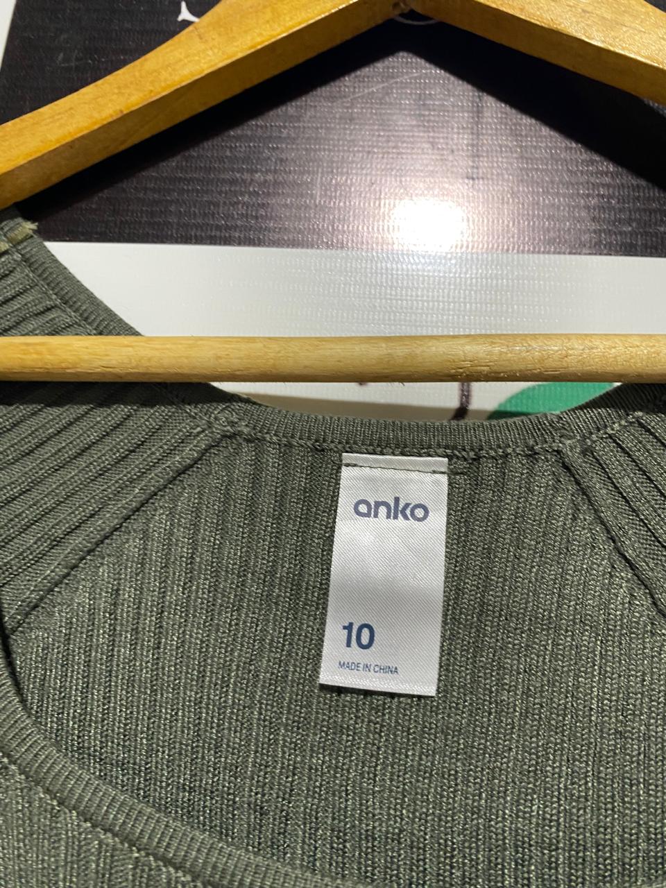 ANKO |M| BUST 13| OLIVE GREEN RIBBED MAXI DRESS