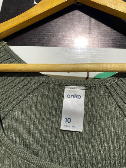 ANKO |M| BUST 13| OLIVE GREEN RIBBED MAXI DRESS