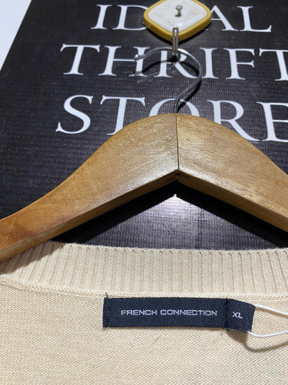 FRENCH CONNECTION |XL| BUXT 22| CREAM AND TAN STRIPED CREWNECK SWEATER