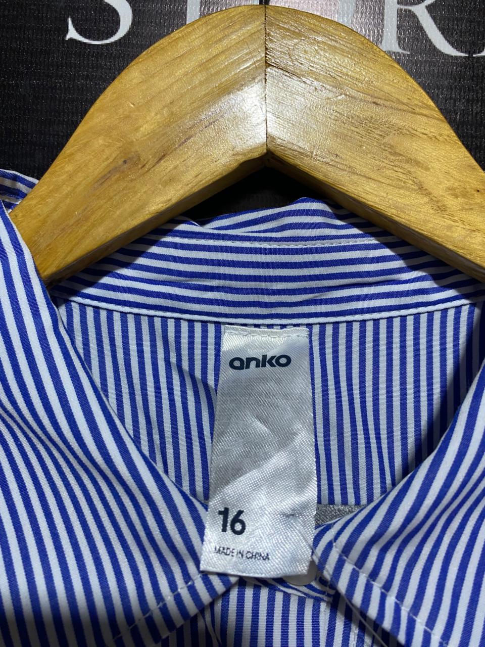 ANKO |XL| BUST 25| GREY V-NECK SWEATER WITH STRIPED SHIRT INSERT