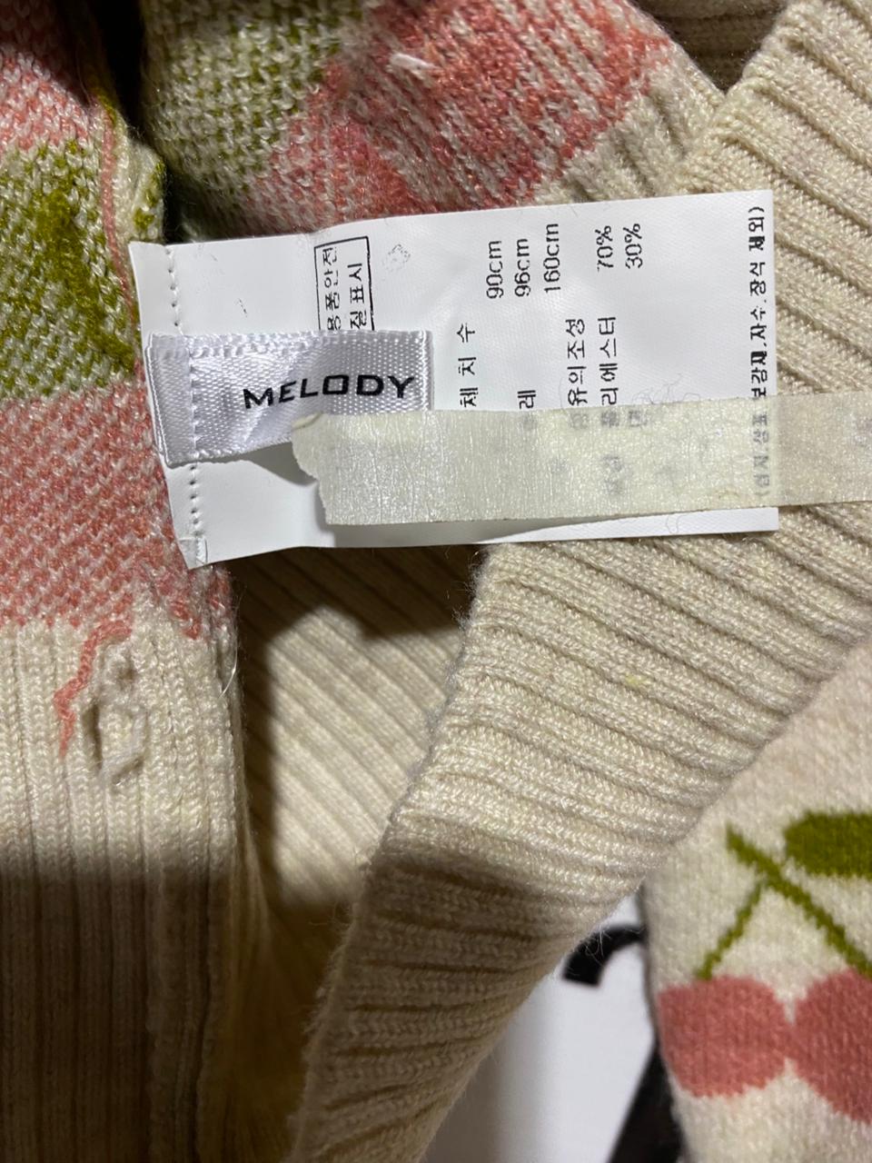 MELODY |L| BUST 19| CREAM CHERRY PRINT KNIT SWEATER