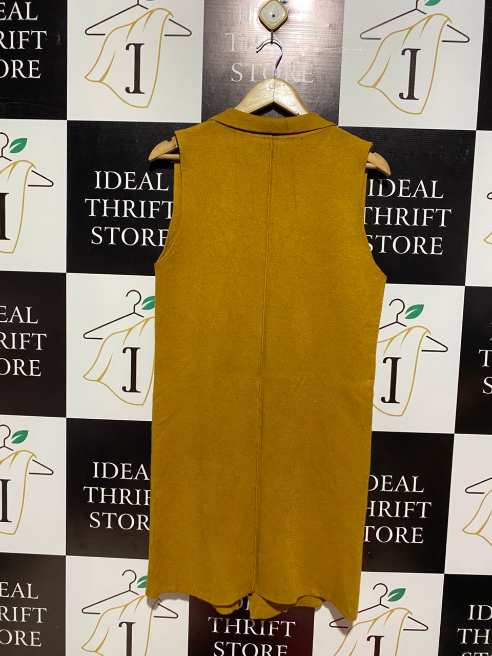 JV |S/M| BUST 18| MUSTARD SLEEVELESS LONG-LINE VEST