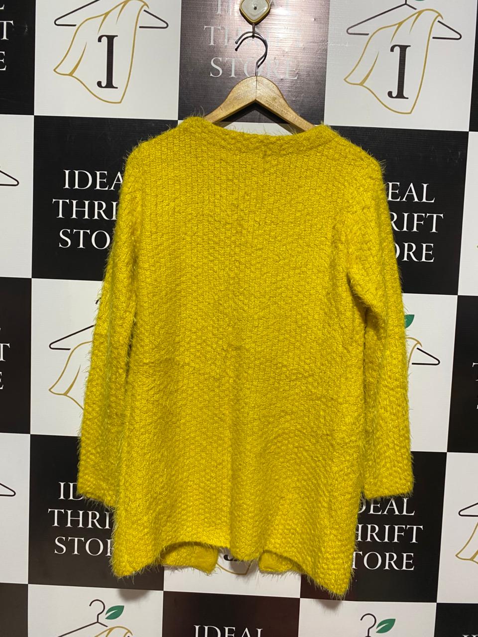SWEET GIRL |S/M| BUST 18| BRIGHT YELLOW BOUCLÉ CARDIGAN