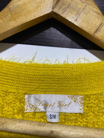SWEET GIRL |S/M| BUST 18| BRIGHT YELLOW BOUCLÉ CARDIGAN