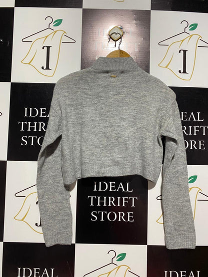 AVA&EVER |M| BUST 18| HEATHER GREY CROPPED MOCK NECK SWEATER