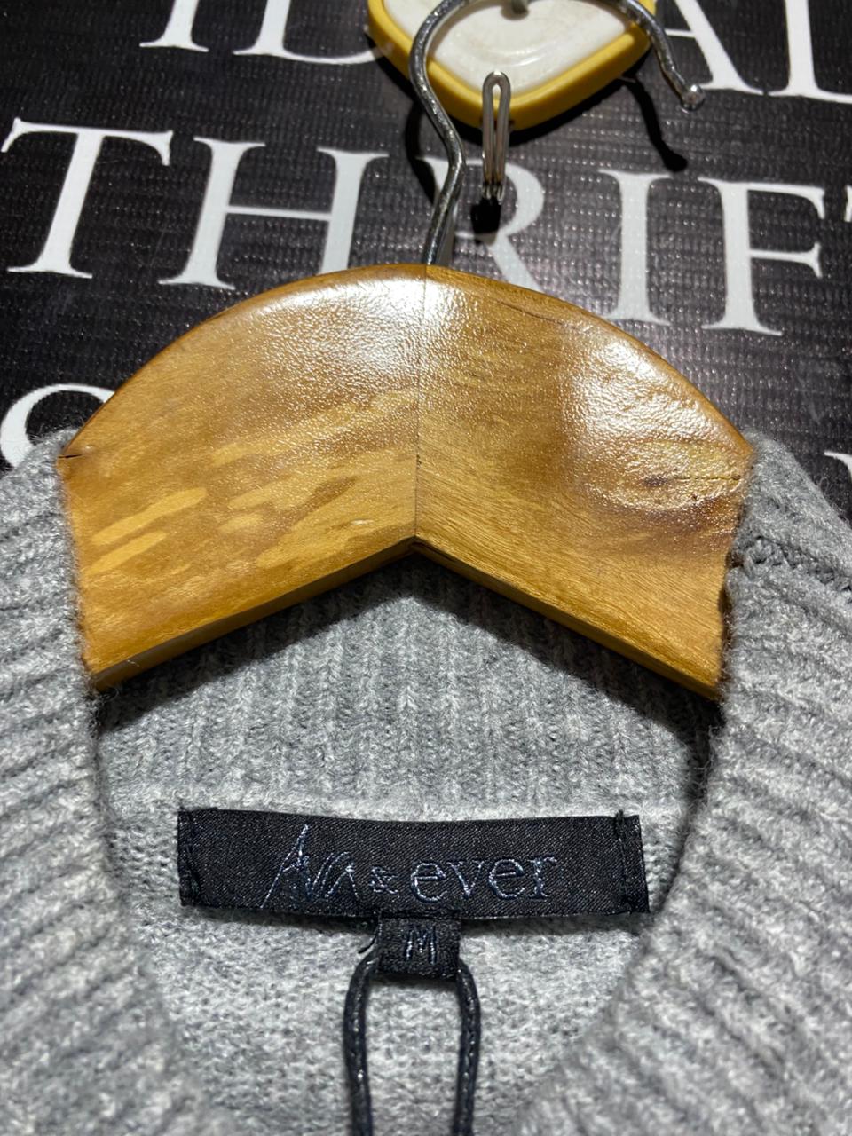 AVA&EVER |M| BUST 18| HEATHER GREY CROPPED MOCK NECK SWEATER