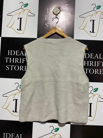 ZARA |L| BUST 19| BEIGE DOUBLE-BREASTED KNIT VEST