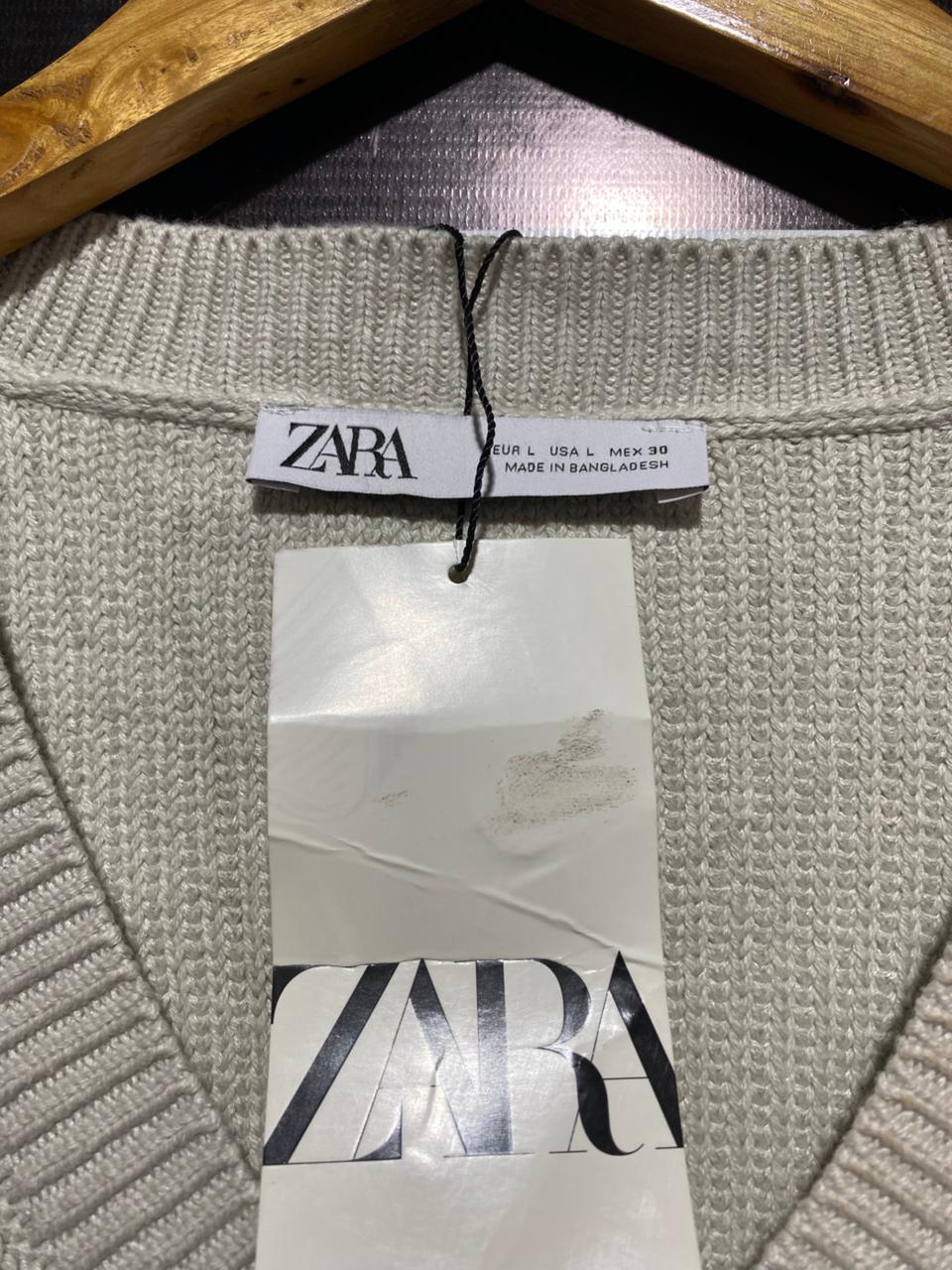 ZARA |L| BUST 19| BEIGE DOUBLE-BREASTED KNIT VEST