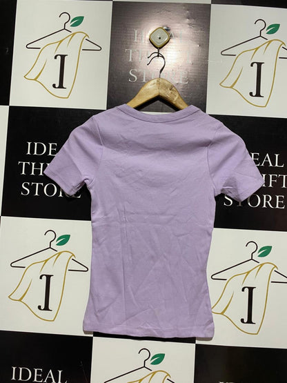 & ME |S| BUST 13|C2| LAVENDER RIBBED SCOOP NECK TEE TOP