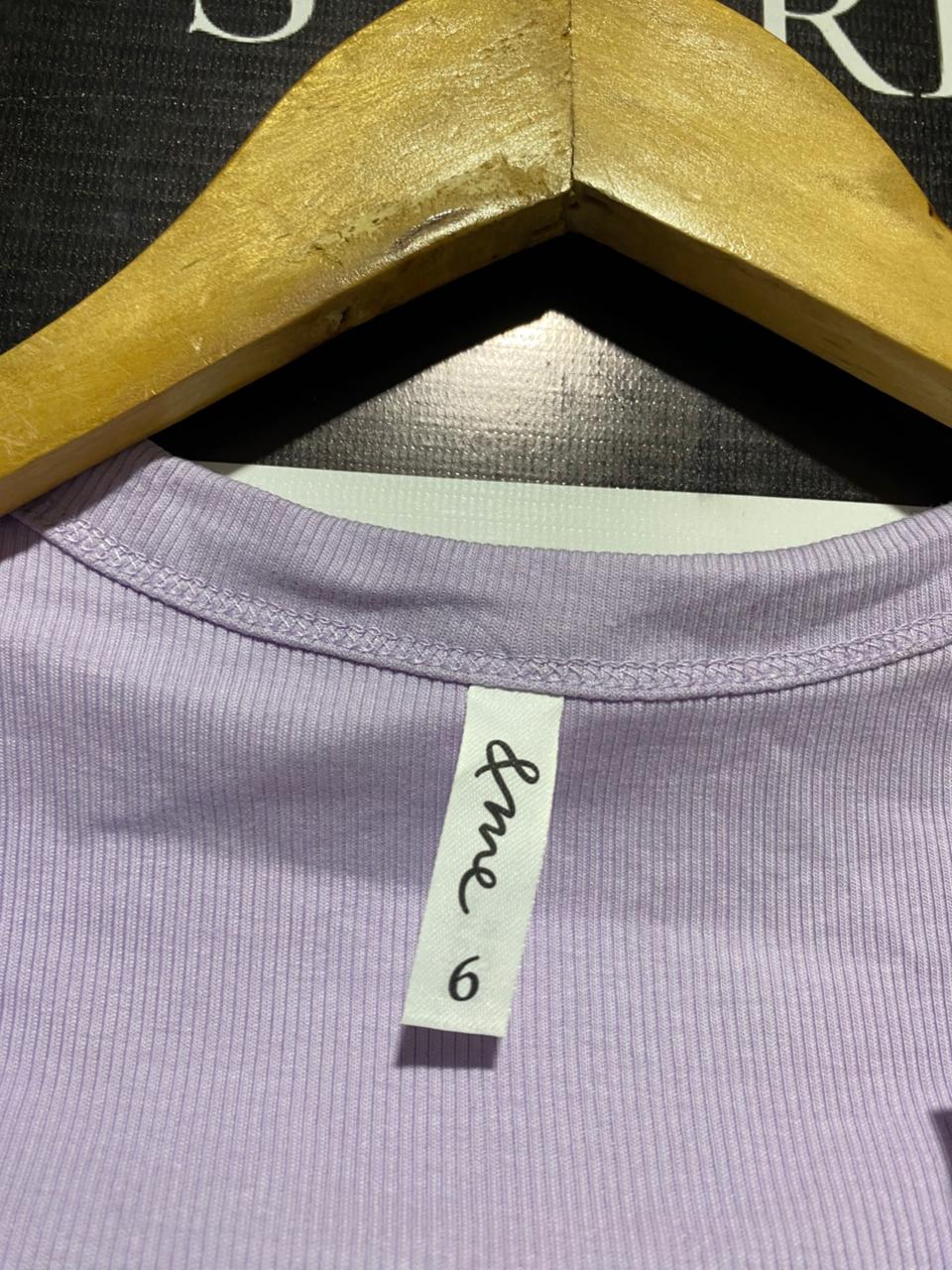 & ME |S| BUST 13|C2| LAVENDER RIBBED SCOOP NECK TEE TOP