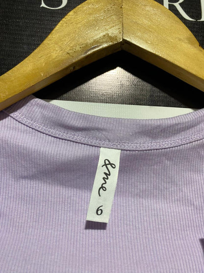 & ME |S| BUST 13|C2| LAVENDER RIBBED SCOOP NECK TEE TOP