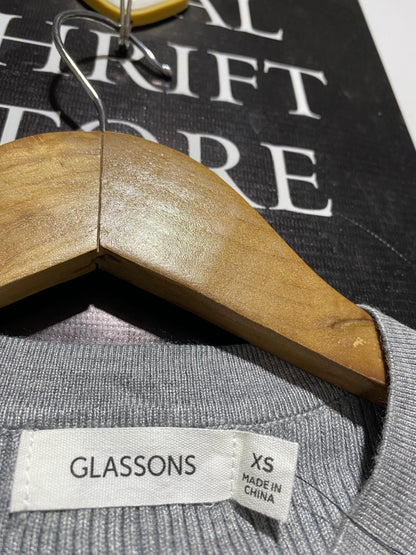 GLASONS |XS| BUST 12| GREY RIBBED BUTTON-UP CARDIGAN