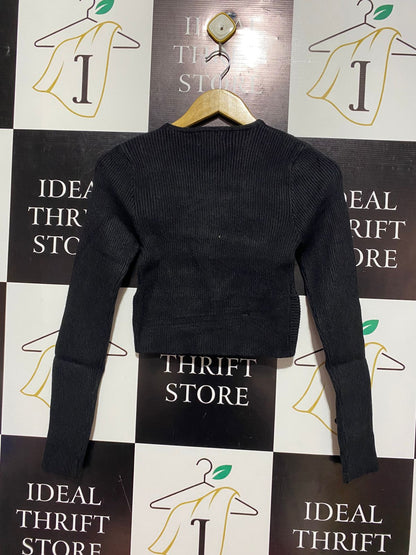 WINNIE & CO |S/M| BUST 13|C2| BLACK TWIST-FRONT RIBBED TOP
