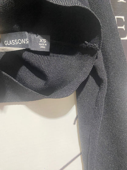 GLASSONS |XS| BUST 15| BLACK OVERLAP CROPPED TOP