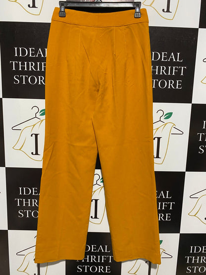 ZARA |XS| WAIST 28| WOMEN'S HIGH-WAISTED STRAIGHT-LEG TROUSERS - MUSTARD YELLOW