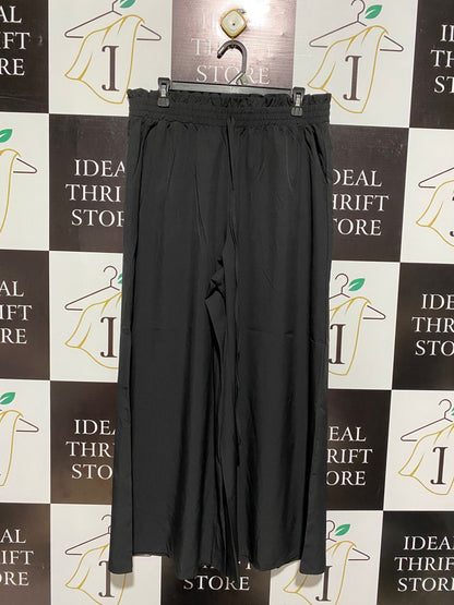 |XL| WAIST 32| WOMEN'S HIGH-WAISTED ELASTIC WAIST WIDE-LEG PALAZZO PANTS - BLACK