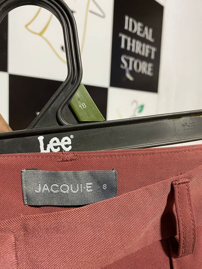 JACQUI E |L| WAIST 30| WOMEN'S HIGH-WAISTED WIDE-LEG CULOTTES - TERRACOTTA / ROSEWOOD