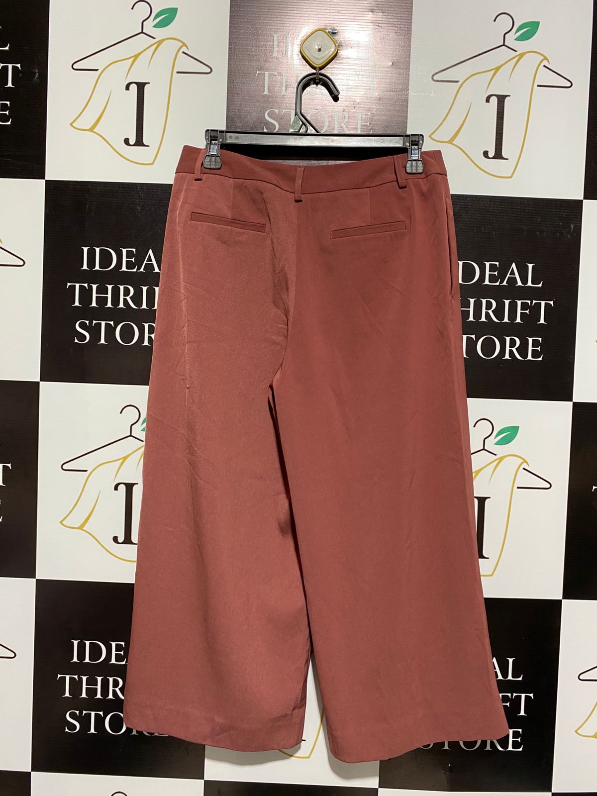 JACQUI E |L| WAIST 30| WOMEN'S HIGH-WAISTED WIDE-LEG CULOTTES - TERRACOTTA / ROSEWOOD