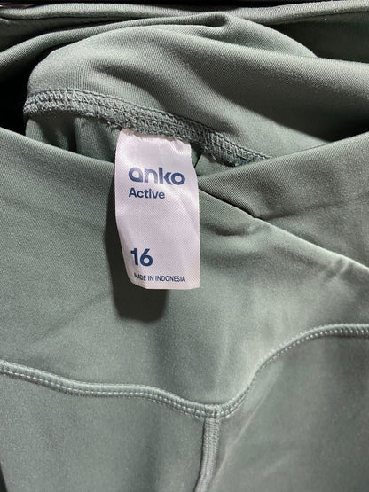 ANKO |L| WAIST 32| WOMEN'S HIGH-WAISTED CROSSOVER FLARE YOGA PANTS - SAGE GREEN