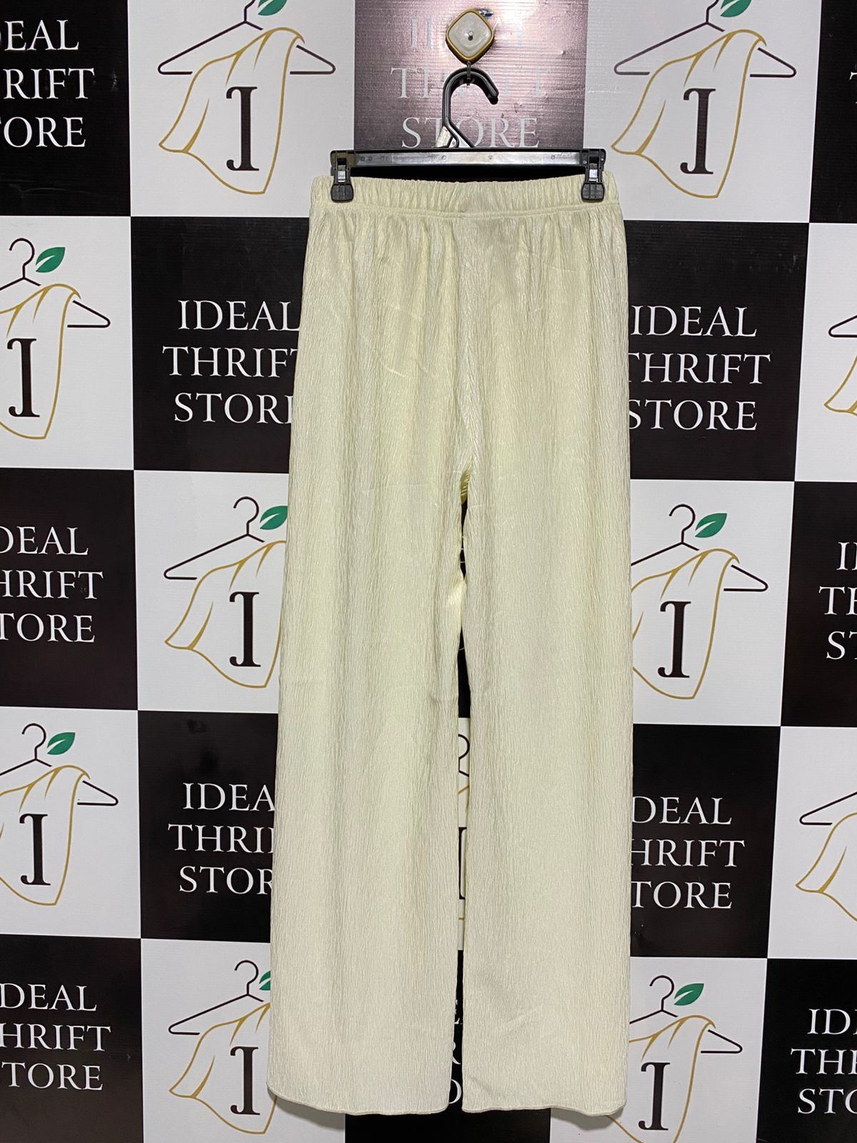 WOMEN'S HIGH-WAISTED PLEATED PALAZZO PANTS - CREAM / IVORY |M| WAIST 26|