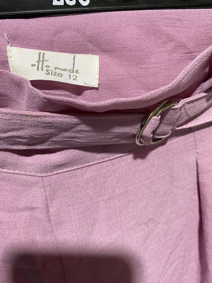 H MODE |L| WAIST 32| WOMEN'S HIGH-WAISTED WIDE-LEG PLEATED TROUSERS - DUSTY LAVENDER