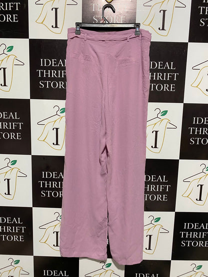 H MODE |L| WAIST 32| WOMEN'S HIGH-WAISTED WIDE-LEG PLEATED TROUSERS - DUSTY LAVENDER
